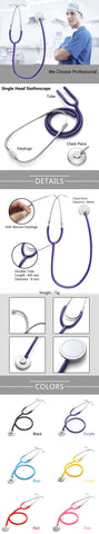 Image of Basic Medical Stethoscope Single Head Professional Cardiology Stethoscope Doctor Student Vet Nurse Medical Equipment Device