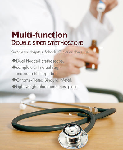Image of Portable Dual Head Stethoscope For Doctor Nurse Medical Student Health Blood Light Weight Aluminum Chest Piece Blood Pressure