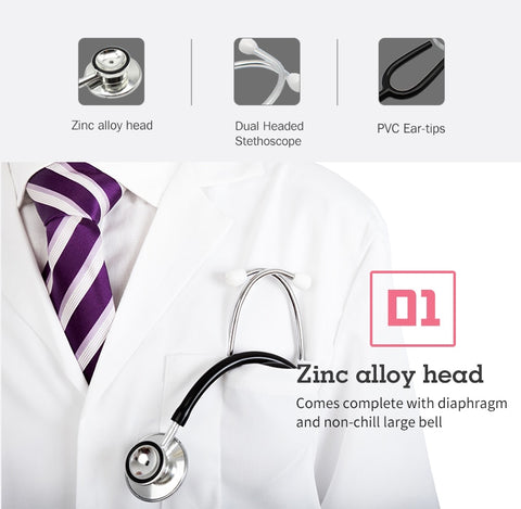 Image of Portable Dual Head Stethoscope For Doctor Nurse Medical Student Health Blood Light Weight Aluminum Chest Piece Blood Pressure