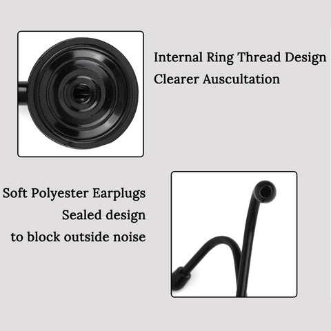 Image of All Black Medical Cardiology Doctor Stethoscope Professional Medical Heart Stethoscope Nurse Student Medical Equipment Device