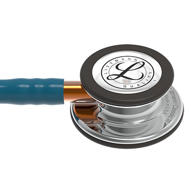 Image of 27" Length Mirror Chestpiece, Caribbean Blue Tube, Orange Stem and Stainless Headset Littmann® Classic III™ Monitoring Stethoscope