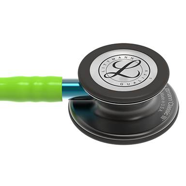 27'' length  Smoke Chestpiece, Lime Green Tube, Blue Stem and Smoke Headset Littmann® Classic III™ Monitoring Stethoscope