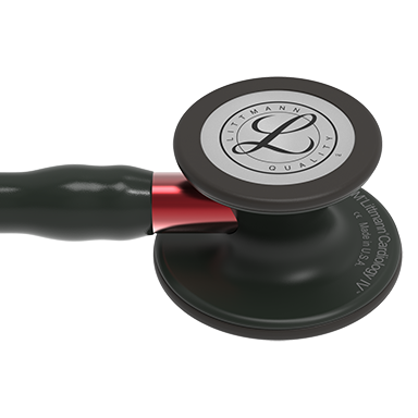 Image of 27'' Length Black-Finish Chestpiece, Black Tube, Red Stem and Black Headset ® Cardiology IV™ Diagnostic Stethoscope