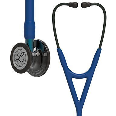 Image of 27'' Length High Polish Smoke-Finish Chestpiece, Navy Tube, Blue Stem and Black Headset Littmann® Cardiology IV™ Diagnostic Stethoscope