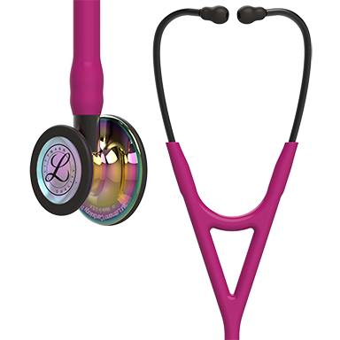 27'' Length Raspberry Tube, High-Polish Rainbow Chestpiece, Smoke Stem Littmann® Cardiology IV™ Diagnostic Stethoscope