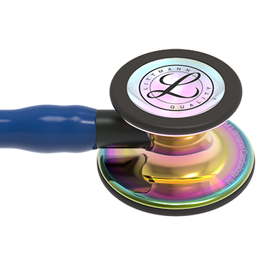 27'' Length Navy Blue tube, High-Polish Rainbow Chestpiece, Black Stem Littmann® Cardiology IV™ Diagnostic Stethoscope